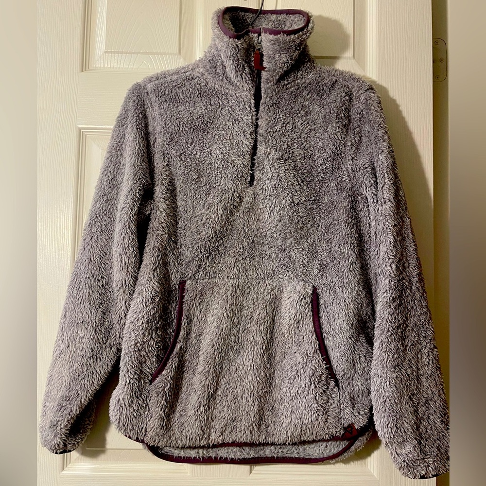 Life Integrity Earth Fleece Pullover Sweatshirt Grey/Purple